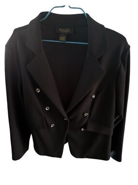 MAZE Black Double-Breasted Women's Blazer with Silver Buttons
